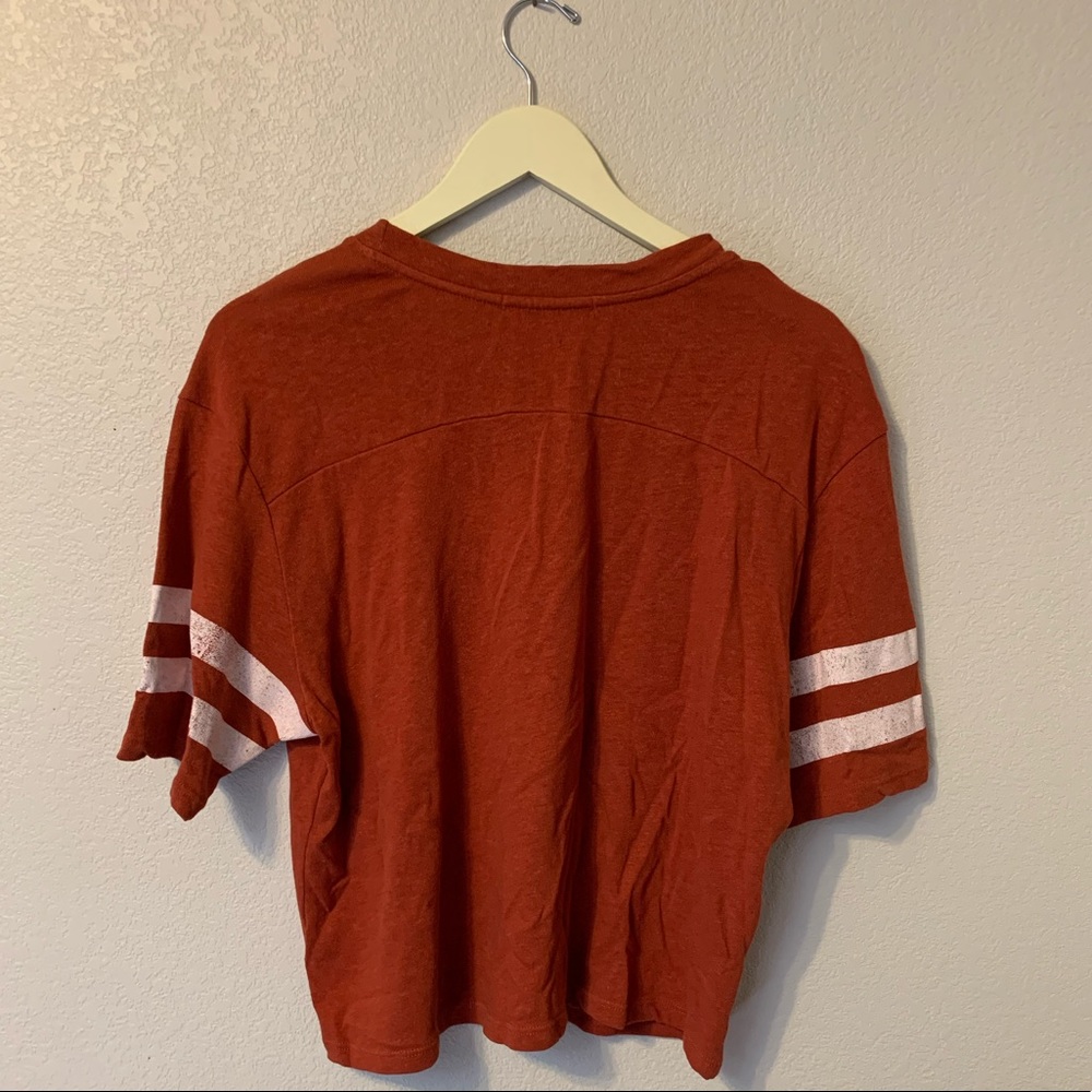 Daydreamer Rust Orange Short Sleeve Tee with White Stripes - Picture 3 of 3